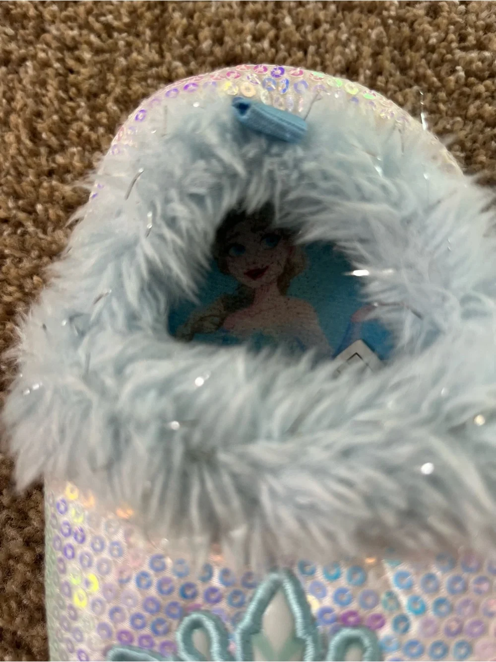 Disney Frozen Light Blue Sequin Girls Slippers